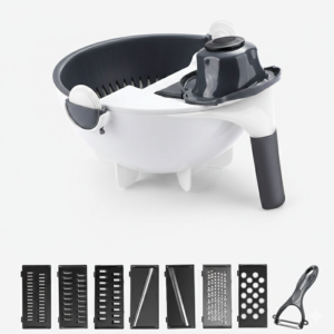 Cortador Multifuncional 9 en 1 con Cesta de Drenaje | Rapidez y Precisión en tu Cocina